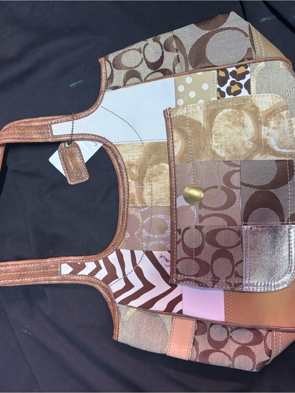Coach Patchwork Signature Tote in Brown, Tan, Cream